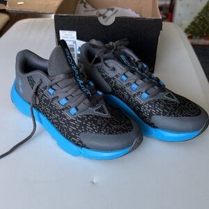 Under Armour Boys Gray and Bright Blue Athletic Sneakers